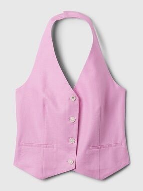 GAP Linen-Cotton Halter Vest in Sugar Pink EUC
